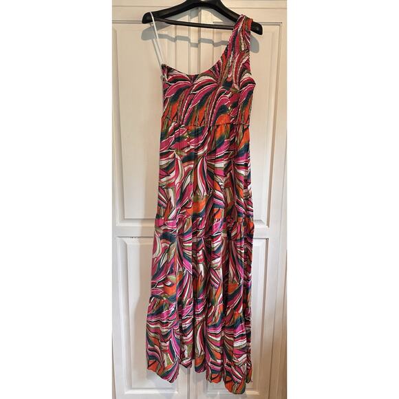 Abel The Label Anthropologie One Shoulder Kelissa Dress Size Large Maxi Resort - Picture 1 of 14